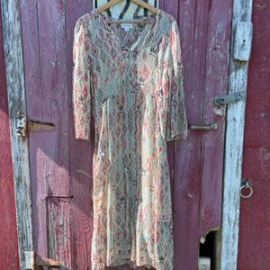 Velvet by Graham and Spencer - Ariel Long Sleeve Midi Dress, Multi, Size Medium